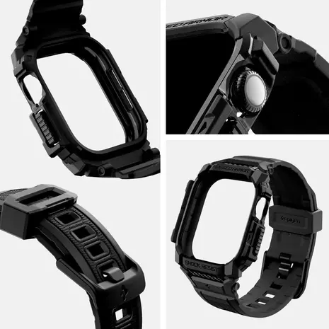Spigen Spigen Apple Watch 10 Rugged Armor bandje met case (zwart)
