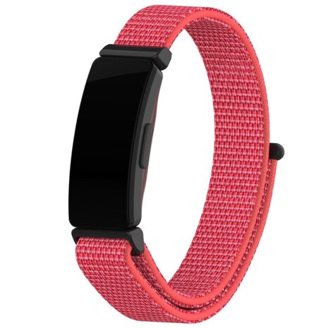Strap-it® Strap-it Fitbit Inspire 2 nylon bandje (knalroze)