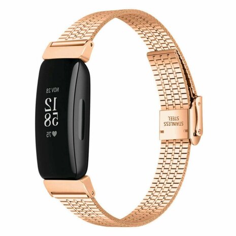 Strap-it® Strap-it Fitbit Inspire 2 roestvrij stalen band (rosé goud)