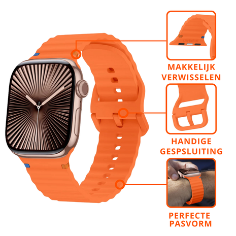 Strap-it® Strap-it Apple Watch Wave siliconen bandje (oranje)