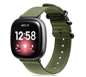 Strap-it® Fitbit Sense nylon gesp band (groen)