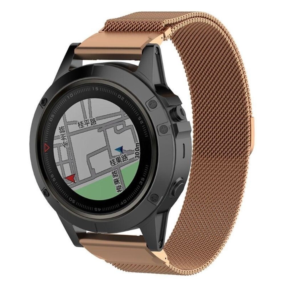 Strap-it® Strap-it Garmin Instinct 3 - 50mm Milanese band (rosé goud)