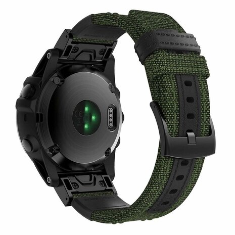 Strap-it® Strap-it Garmin Instinct E - 45mm nylon hybrid bandje (legergroen)