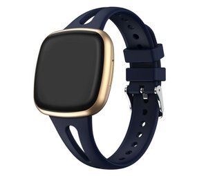 Strap-it® Fitbit Sense luxe siliconen bandje (donkerblauw)