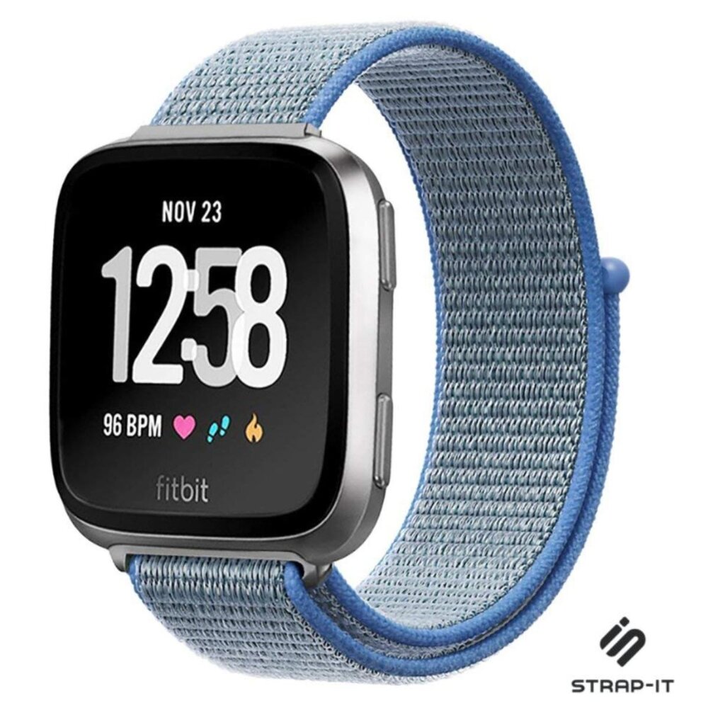 Strap-it® Strap-it Fitbit Versa 2 nylon bandje (blauw)