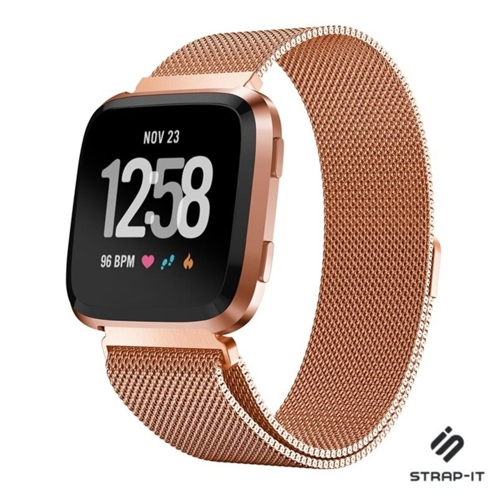 Strap-it® Strap-it Fitbit Versa 2 Milanese band (rosé goud)