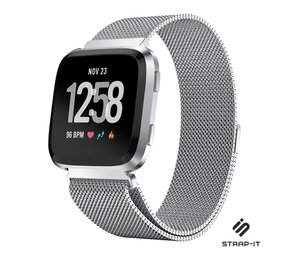 Strap-it® Fitbit Versa 2 Milanese band (zilver) Strap-it® Fitbit Versa 2 Milanese band (zilver)