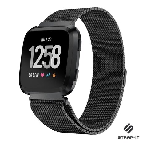 Strap-it® Strap-it Fitbit Versa 2 Milanese band (zwart)