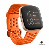 Strap-it® Fitbit Versa 2 siliconen bandje met gaatjes (oranje)