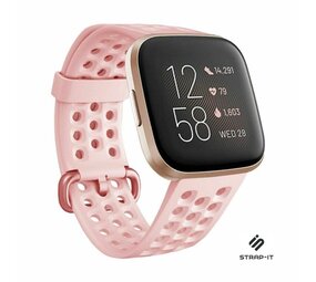 Strap-it® Fitbit Versa 2 siliconen bandje met gaatjes (roze)