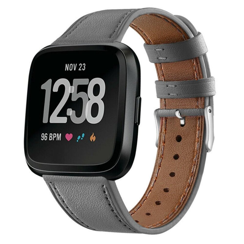 Strap-it® Strap-it Fitbit Versa 2 leren bandje (grijs) Strap-it® Strap-it Fitbit Versa 2 leren bandje (grijs)