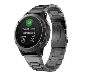 Strap-it® Garmin Forerunner 945 stalen band (zwart)