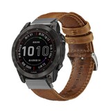 Strap-it® Garmin Fenix 5 / 6 leren bandje (bruin)