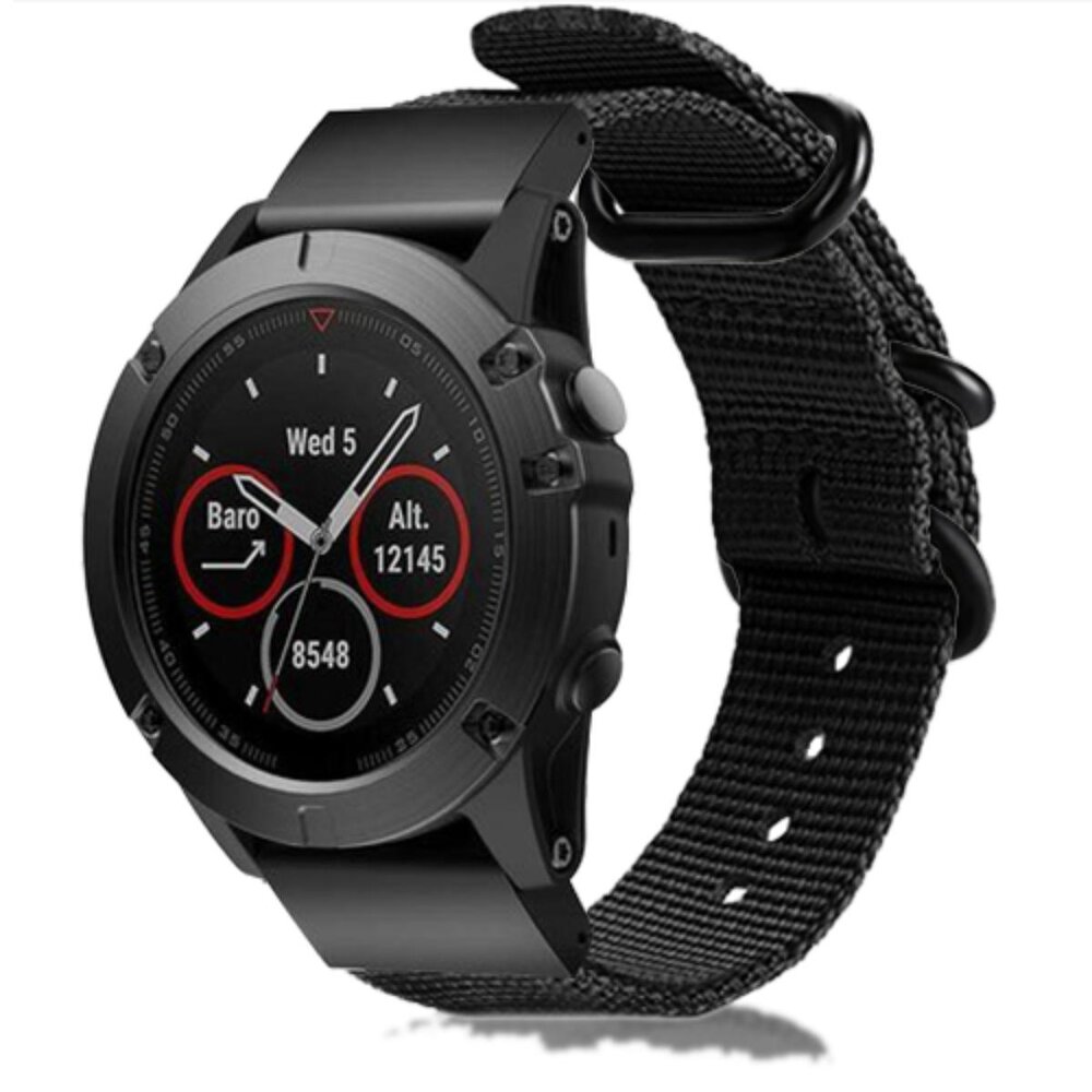 Strap-it® Strap-it Garmin Forerunner 745 nylon gesp band (zwart)