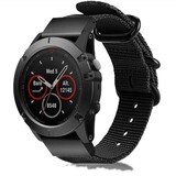 Strap-it® Garmin Forerunner 945 nylon gesp band (zwart)