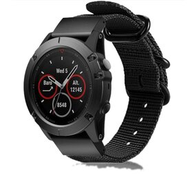 Strap-it® Garmin Forerunner 945 nylon gesp band (zwart)
