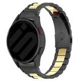 Strap-it® Samsung Galaxy Watch 6 Classic 47mm stalen schakel band (zwart/goud)