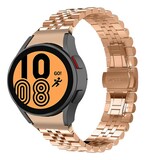 Strap-it® Samsung Galaxy Watch 4 - 44mm Jubilee stalen band (rosé goud)