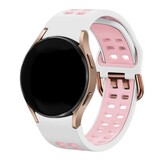 Strap-it® Samsung Galaxy Watch 4 Classic 46mm sport square bandje (wit/roze)