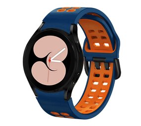 Strap-it® Samsung Galaxy Watch 4 44mm sport square bandje (blauw/oranje)