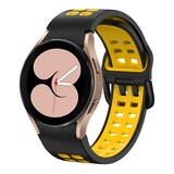 Strap-it® Samsung Galaxy Watch 4 44mm sport square bandje (zwart/geel)