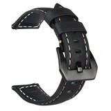 Strap-it® Lederen horlogeband 22mm - universeel - zwart
