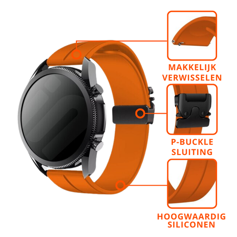 Strap-it® Strap-it Samsung Gear S3 siliconen band met P-buckle (oranje)