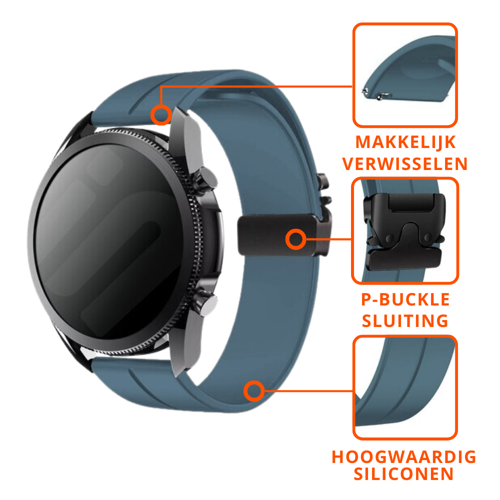 Strap-it® Strap-it Samsung Galaxy Watch 3 41mm siliconen band met P-buckle (grijsblauw)