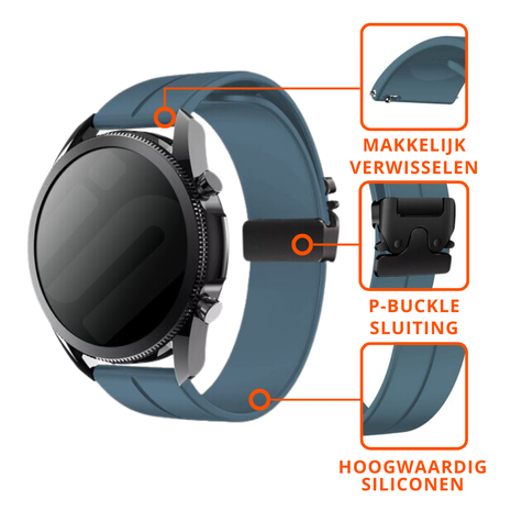 Strap-it® Strap-it Samsung Galaxy Watch 5 - 44mm siliconen band met P-buckle (grijsblauw)