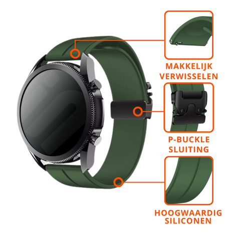 Strap-it® Strap-it Samsung Galaxy Watch Active siliconen band met P-buckle (groen)