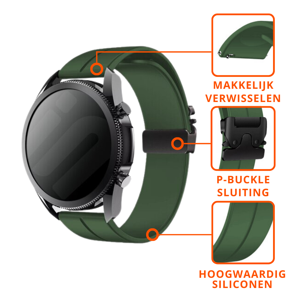 Strap-it® Strap-it Samsung Galaxy Watch 3 41mm siliconen band met P-buckle (groen)