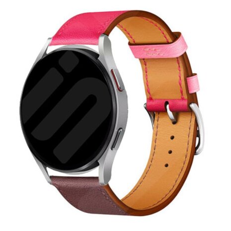 Strap-it® Strap-it Samsung Galaxy Watch 6 - 44mm leren bandje (knalroze/roodbruin)