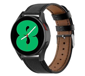 Strap-it® Samsung Galaxy Watch 4 - 44mm leren bandje (strak-zwart)