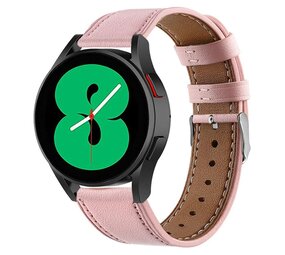 Strap-it® Samsung Galaxy Watch 4 - 44mm leren bandje (roze)