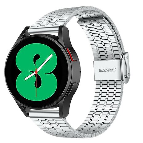 Strap-it® Strap-it Samsung Galaxy Watch 4 - 44mm roestvrij stalen band (zilver) Strap-it® Strap-it Samsung Galaxy Watch 4 - 44mm roestvrij stalen band (zilver)