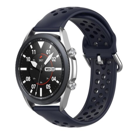 Strap-it® Strap-it Samsung Galaxy Watch 3 - 45mm siliconen bandje met gaatjes (donkerblauw)