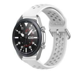 Strap-it® Samsung Galaxy Watch 3 - 45mm siliconen bandje met gaatjes (wit)