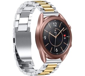 Strap-it® Samsung Galaxy Watch 3 stalen band 41mm (zilver/goud)