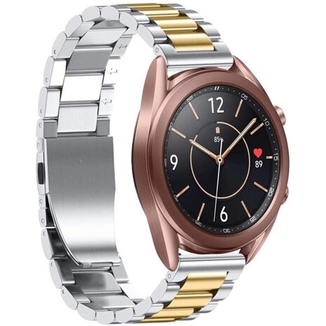Strap-it® Strap-it Samsung Galaxy Watch 3 stalen band 41mm (zilver/goud)