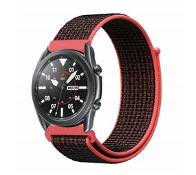 Strap-it® Samsung Galaxy Watch 3 - 45mm nylon band (zwart/koraal)