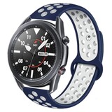 Strap-it® Samsung Galaxy Watch 3 sport band 45mm (wit/blauw) Strap-it® Samsung Galaxy Watch 3 sport band 45mm (wit/blauw)