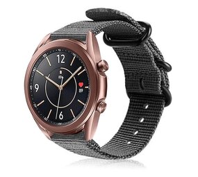 Strap-it® Samsung Galaxy Watch 3 - 41mm nylon gesp band (zwart) Strap-it® Samsung Galaxy Watch 3 - 41mm nylon gesp band (zwart)