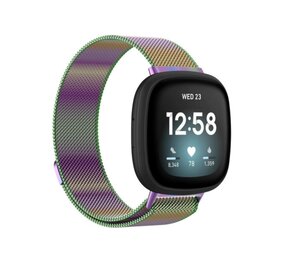 Strap-it® Fitbit Sense Milanese band (regenboog)