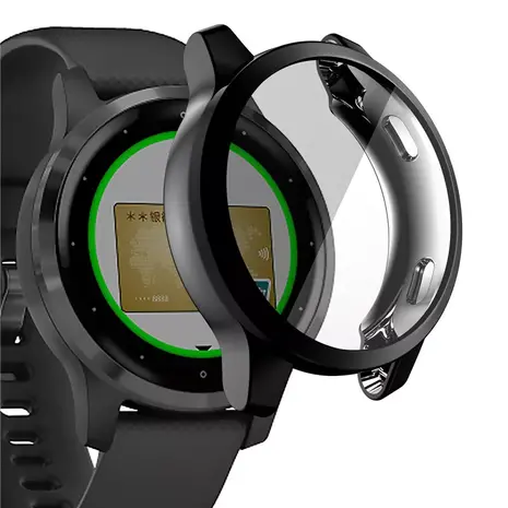 Strap-it® Strap-it Garmin Vivoactive 4 TPU case (zwart metallic) Strap-it® Strap-it Garmin Vivoactive 4 TPU case (zwart metallic)