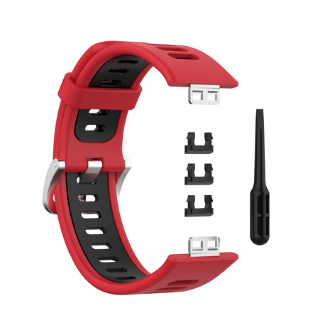 Strap-it® Strap-it Huawei Watch Fit SE sport gesp bandje (rood/zwart) Strap-it® Strap-it Huawei Watch Fit SE sport gesp bandje (rood/zwart)