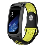Strap-it® Samsung Gear Fit 2 / Gear Fit 2 Pro sport band (zwart/geel)