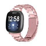 Strap-it® Fitbit Versa 3 stalen band (rosé pink)