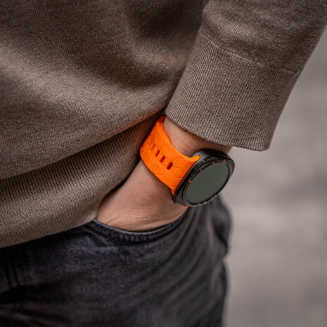 Bandz Bandz Samsung Galaxy Watch Ultra siliconen band 'Hexagons' (oranje)