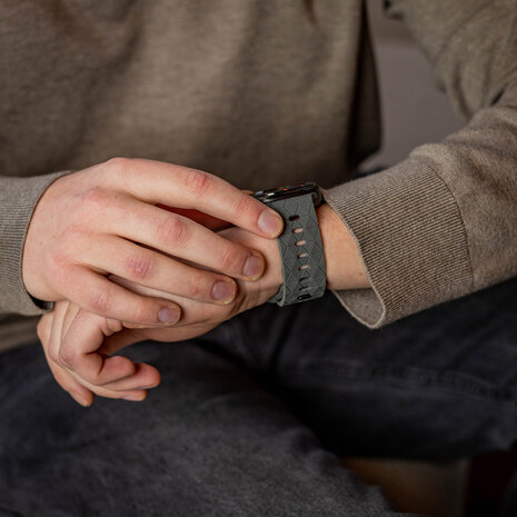 Bandz Bandz Samsung Galaxy Watch Ultra siliconen band 'Hexagons' (donkergrijs)