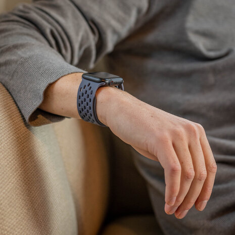 Strap-it® Strap-it Apple Watch siliconen air bandje met P-Buckle (grijsblauw)